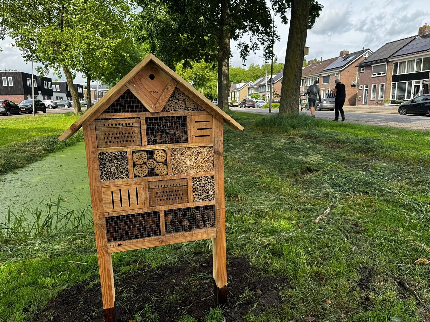Insectenhotel aan de Boekweitlaan in Hoogeen
